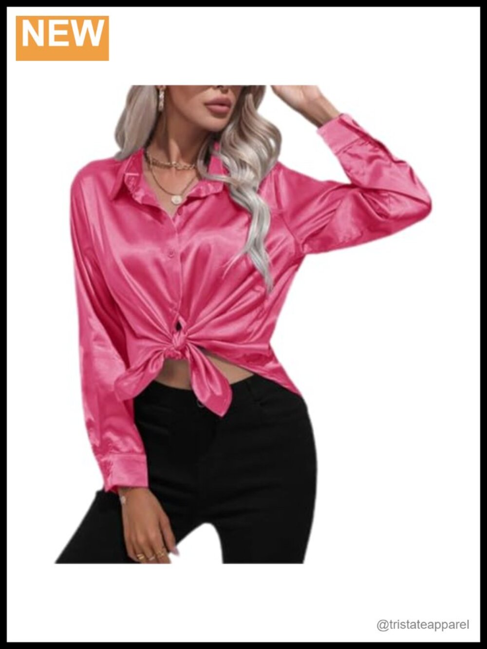 Women's Long Sleeve Button Down Satin Silk Shirt Blouse Work Business Casual